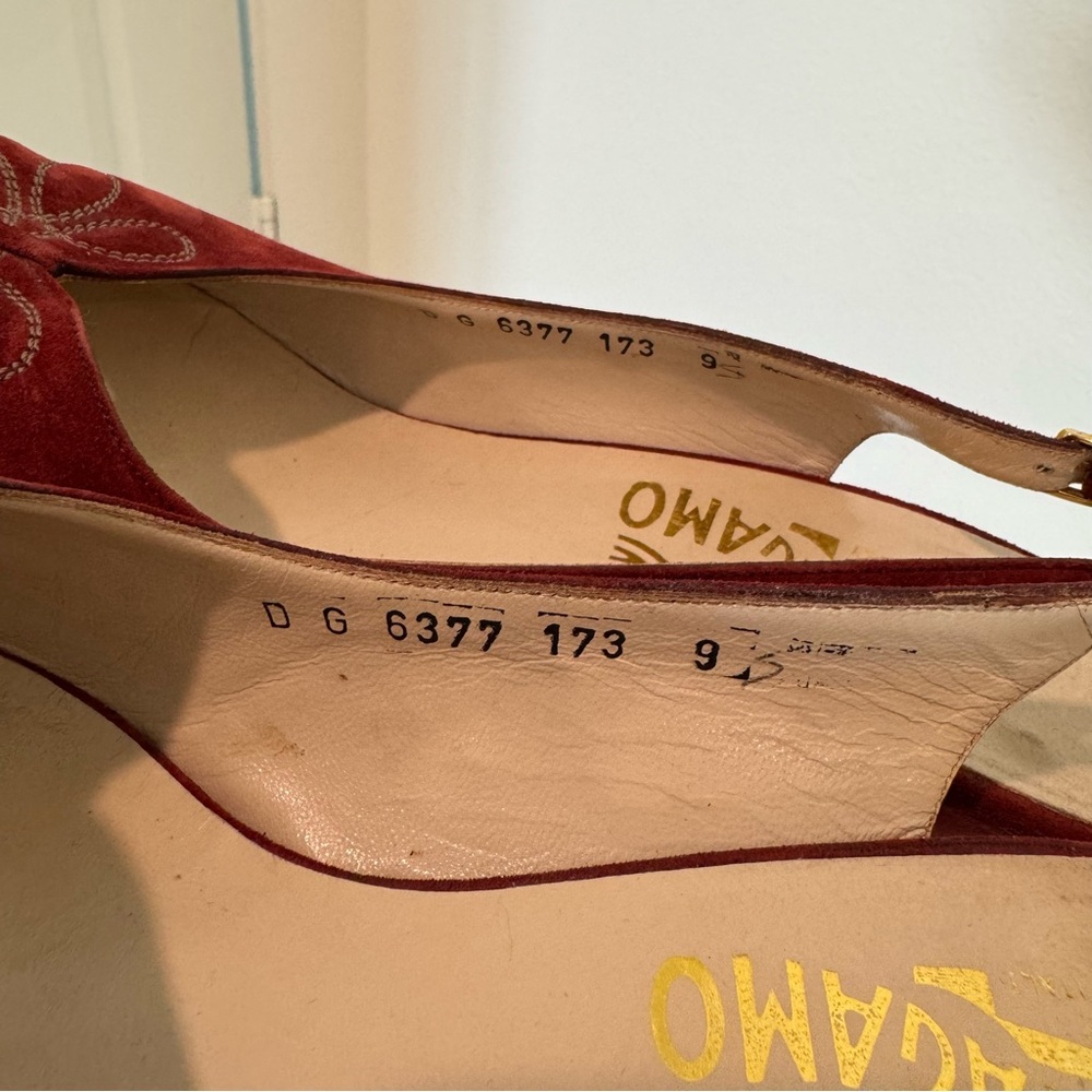 Salvatore Ferragamo Red Suede Women's Heels - Picture 5 of 10